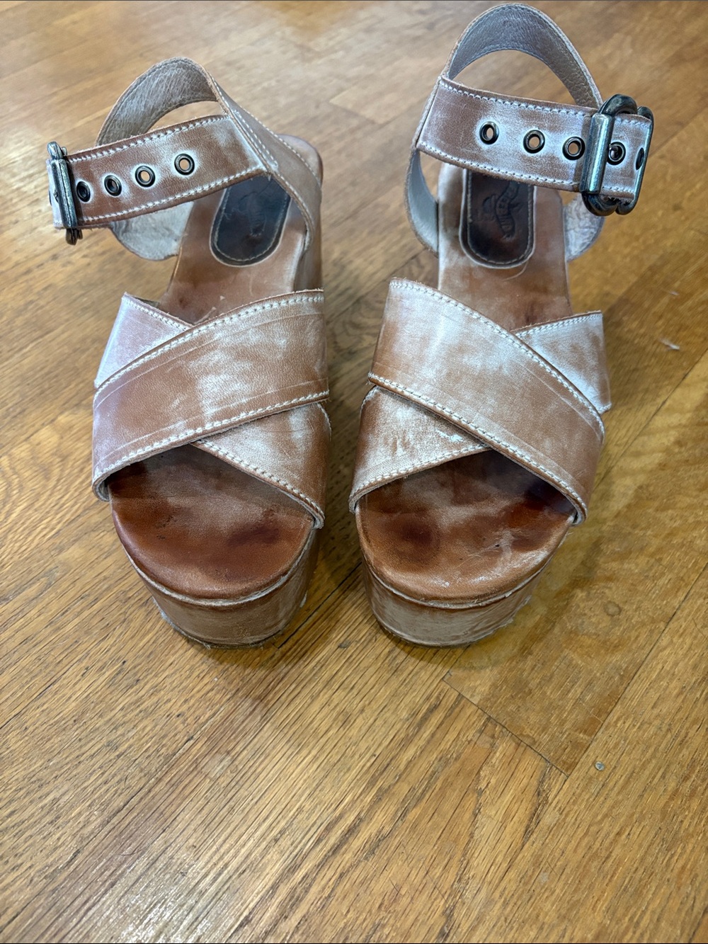 Freebird by Steven Metallic Tan Velvet Platform Sandals